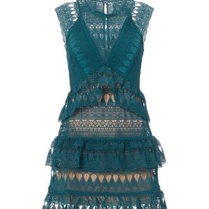Self Portrait Teardrop Guipure dress in Teal - NWT